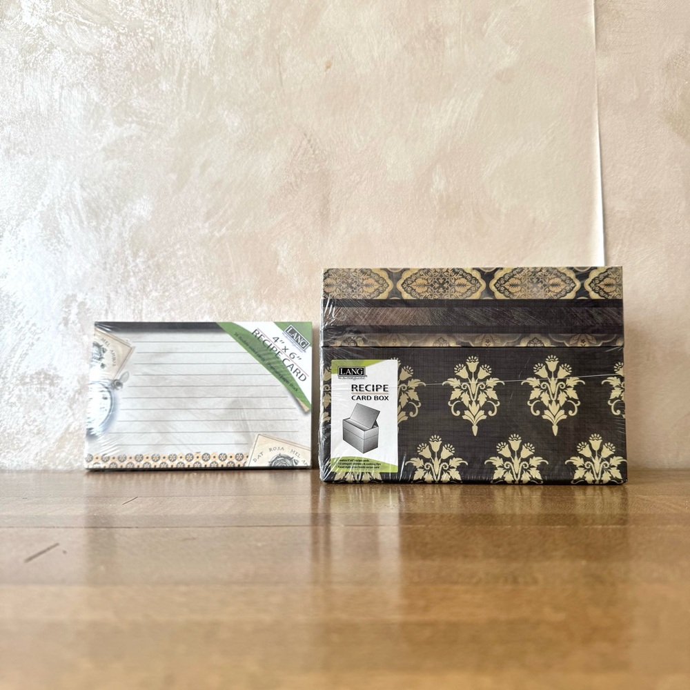 LANG Recipe Card Box + 36 Double Sided Cards - 4"x6"